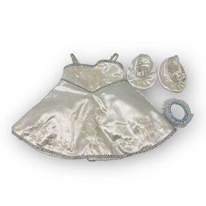 BABW Build-a-Bear Workshop Wedding Gown Dress Set Accessories Lot Shoes Flawed